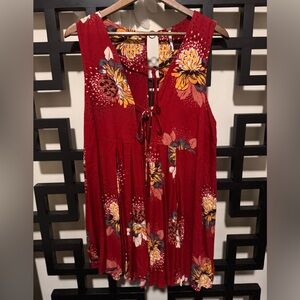 FREE PEOPLE Floral Red Sleeveless Top
